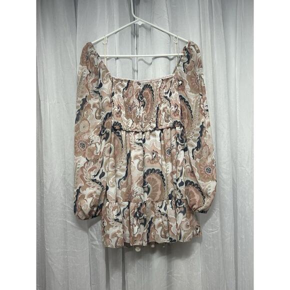 Aritzia wilfred women Sm tempest smocked babydoll mini dress Artsey Floral boho - Picture 5 of 9